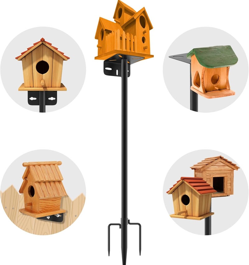 AHRLHR 80 Inch Adjustable Bird Feeder Pole,Bird House Pole Suitable for Feeders & Birdhouse,Weather Station,Heavy-Duty Rustproof Design,Enhance Outdoor Decor & Birdwatching Experience - Image 1